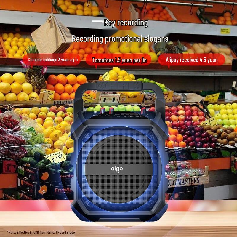 aigo T52 Lite Portable Outdoor Bluetooth Speaker with Radio CN plug (adapter included)