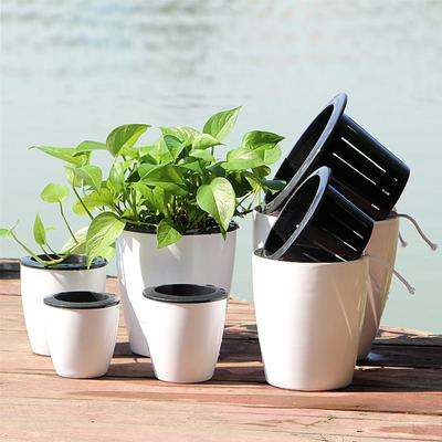Double-layer Round Flowerpot Automatic Water Absorption Storage Hydroponic Planter Pot Large Green Plant Flowerpot Bonsai