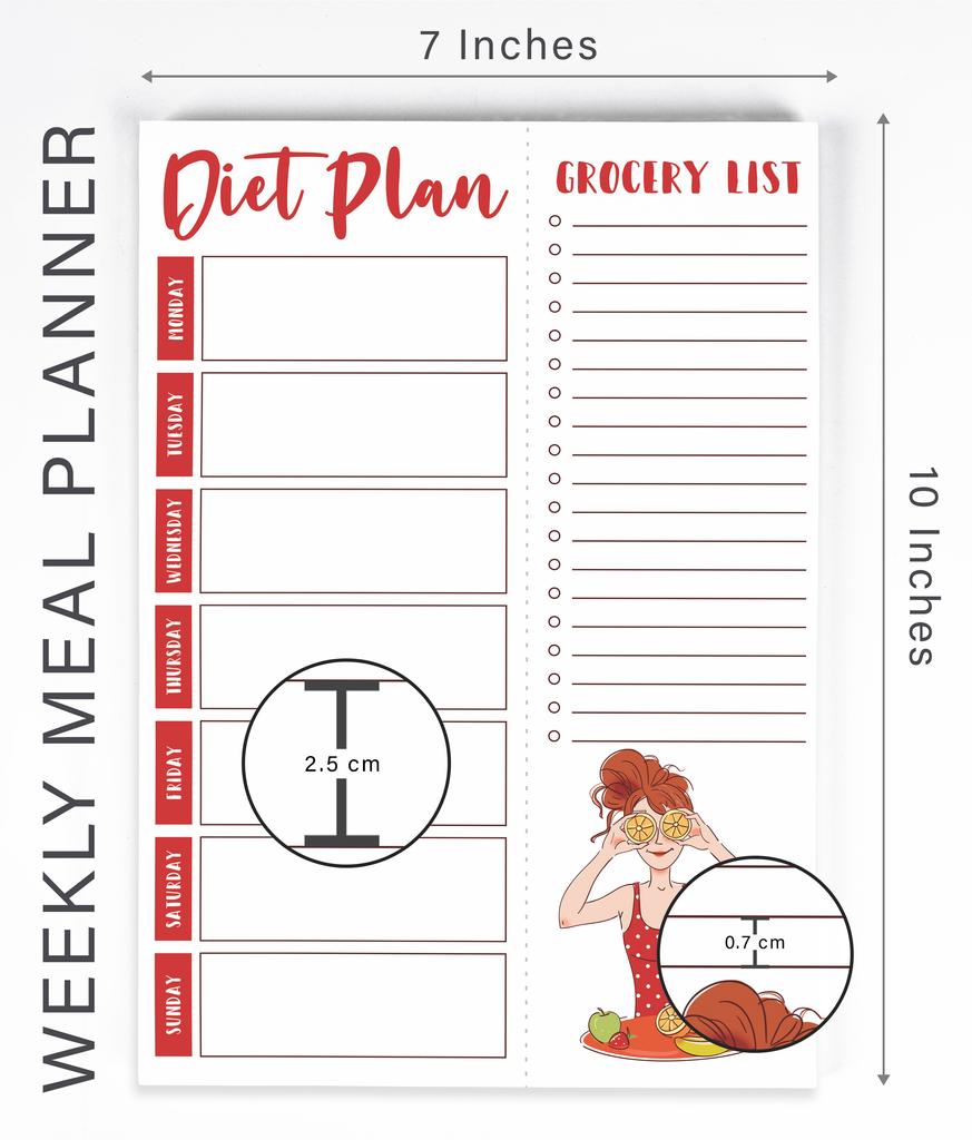 Inkdotpot Weekly Meal Planner Notepad 7"x10 , "Kitchen Menu" Magnetic Meal Planning Pad with Tear Off Grocery S-54 Sheets