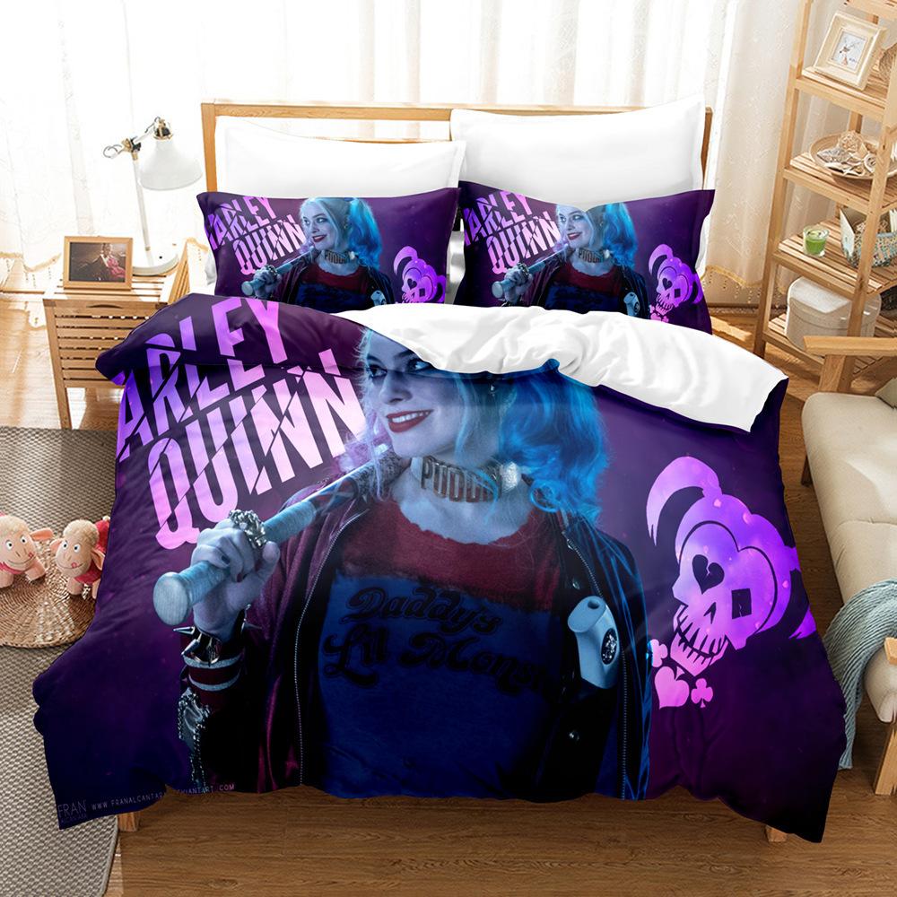 Animated film H-Harley Quinn Bedding SetJoker Duvet Cover Pillowcase 2/3pcs Adult Boy Girl Bedroom Decoration Single/Double