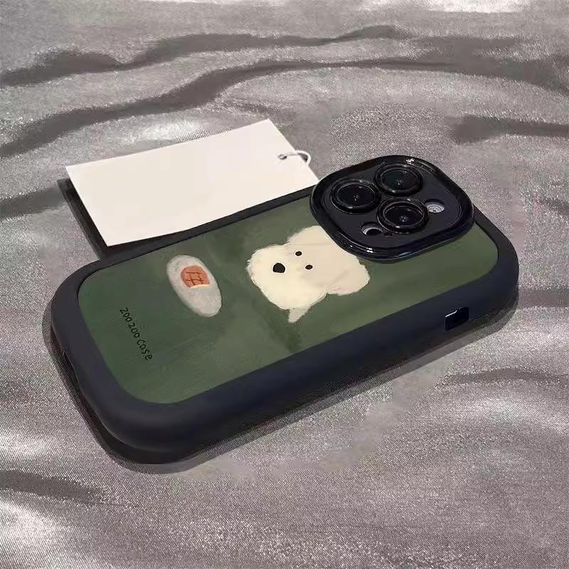Oil Painting High-value Puppy Suitable for Apple 16 Mobile Phone Case IPhone 15 Promax Cute VIVOS19 Creative