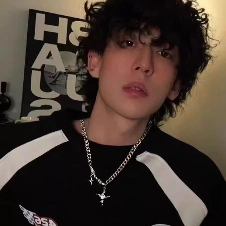 Unisex Trendige Sternenexplosion Kreuz Halskette - Hip Hop Cool High-End Schlüsselbeinkette Choker für Männer und Frauen