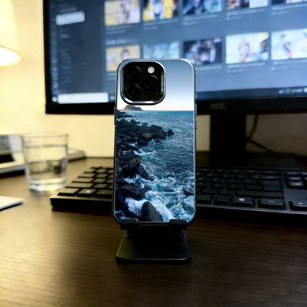 Marine landscape Phone Case For iPhone 17,16,15,14,13,12,11 Plus,Pro Max,XS,Colorful Silver Phone case Funda Cover