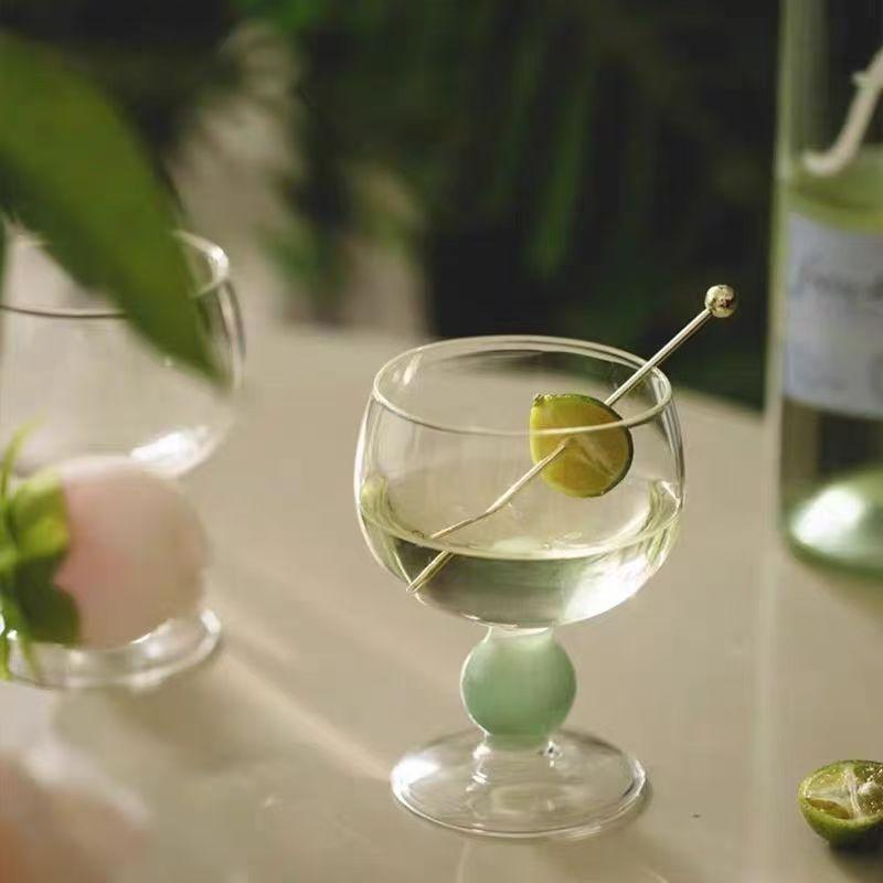 Green Ball Stemmed Decor Glass Cup Goblet Glasses Heat-resistant Cute High Borosilicate Dessert Ice Cream Bowl Festival Gift