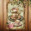 Vintage Floral Teacups Metal Tin Sign - Perfect for Tea Rooms & Coffee Shops, Classic Decor, 20.32x30.48 Cm