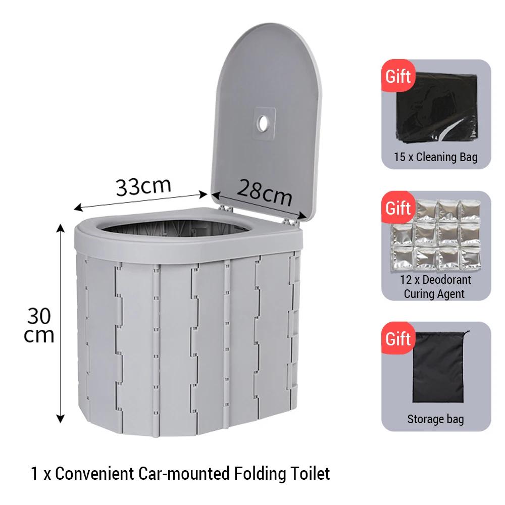 Outdoor Toilet for Camping Convenient Car-mounted Folding Toilet for Travel Adult Children and Elderly Potty Odor-proof Non-slip