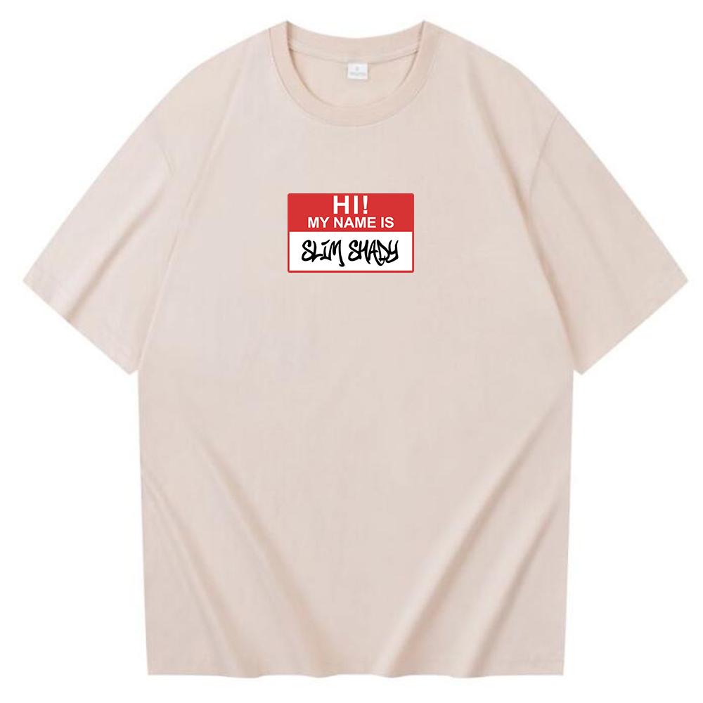 Eminem Hi My Name is Slim Shady T-Shirt Rundhals Kurzarmshirts Fans Geschenk