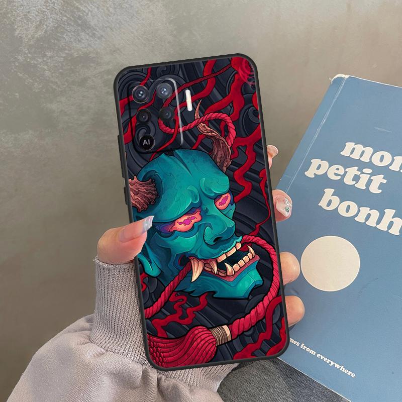 

Japanese Oni Hannya Demon Mask Case For Oppo A60 A40 A80 A18 A38 A58 A78 A98 A16 A76 A96 A15 A17 A77 A74 A94 A54 A57S Cover OPPO A57s