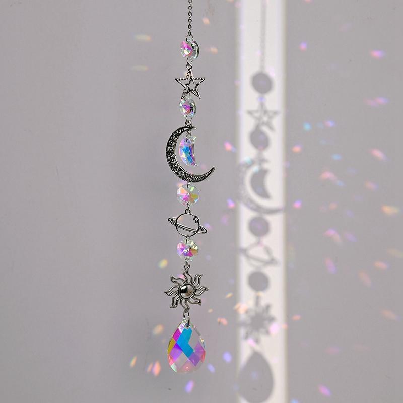 Suncatcher Crystal Prism Wind Chimes Hanging Pendant Rainbow Light Catcher Octagon Beads Jewelry Window Garden Home Decor