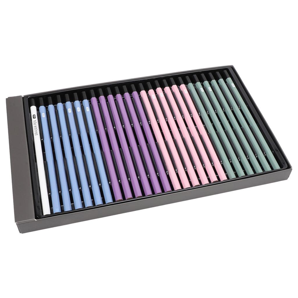 24 Pcs HB Pencils with Eraser Pen Wooden Hex Pencil Set for Drawing Sketching Doodling