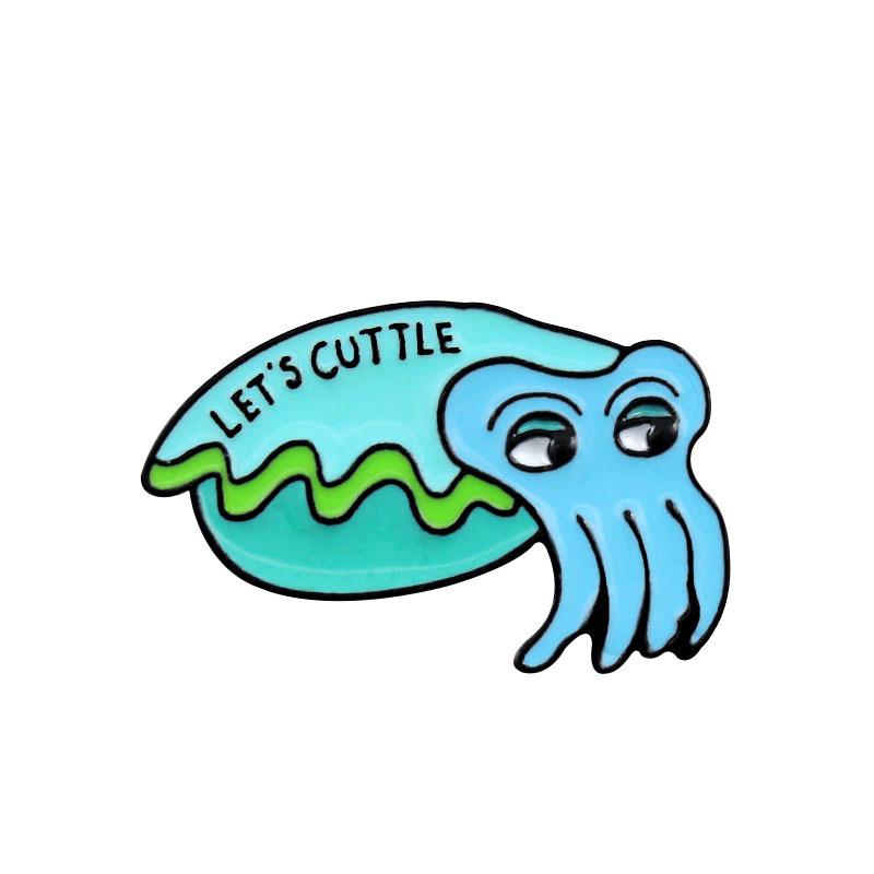 Big Eyes Anime Squid Drip Oil Brooch - Underwater Animal Cuttle Pin Badge