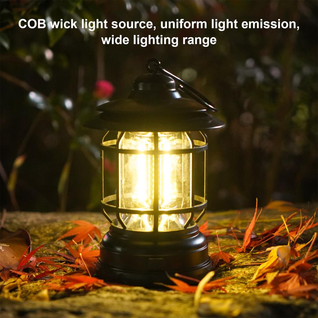 Camping Lantern Portable Outdoor LED Camping Tent Lantern Multifunctional Retro Hanging COB Emergency Portable Light