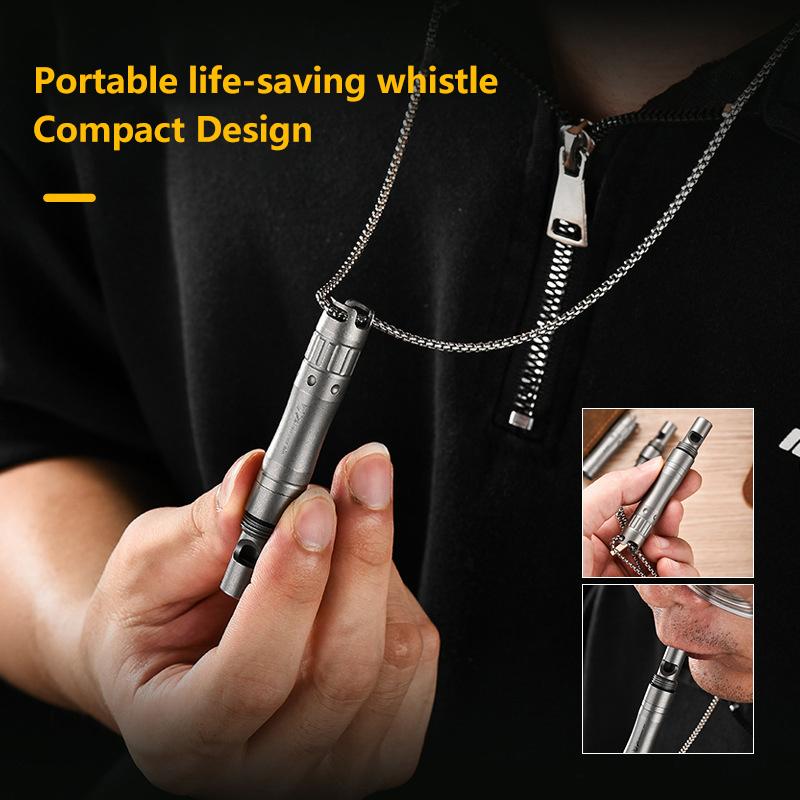 Ballpoint Pen Touch Screen Pen With Whistle Function 3.19" Spiral Pen Cap Design Titanium Edc Pocket Pen