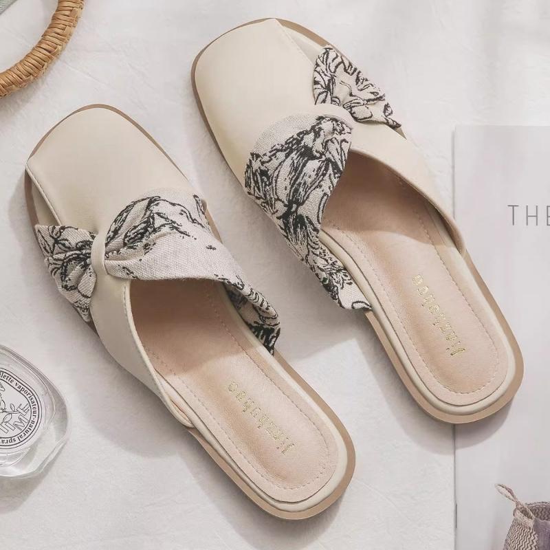 Women's summer gentle no heel lazy people a footstool flat bottom Baotou half slippers
