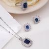 Luxury Bling Geometric Zircon Necklace Stud Earrings Ring for Women Wedding Party Fashion Stainless Steel Chain Jewelry Set Gift