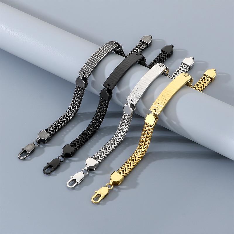 2026 Simple Ins Wind Positive Anti-chain Bracelet, Creative Curved Brand Texture Men's Bracelet