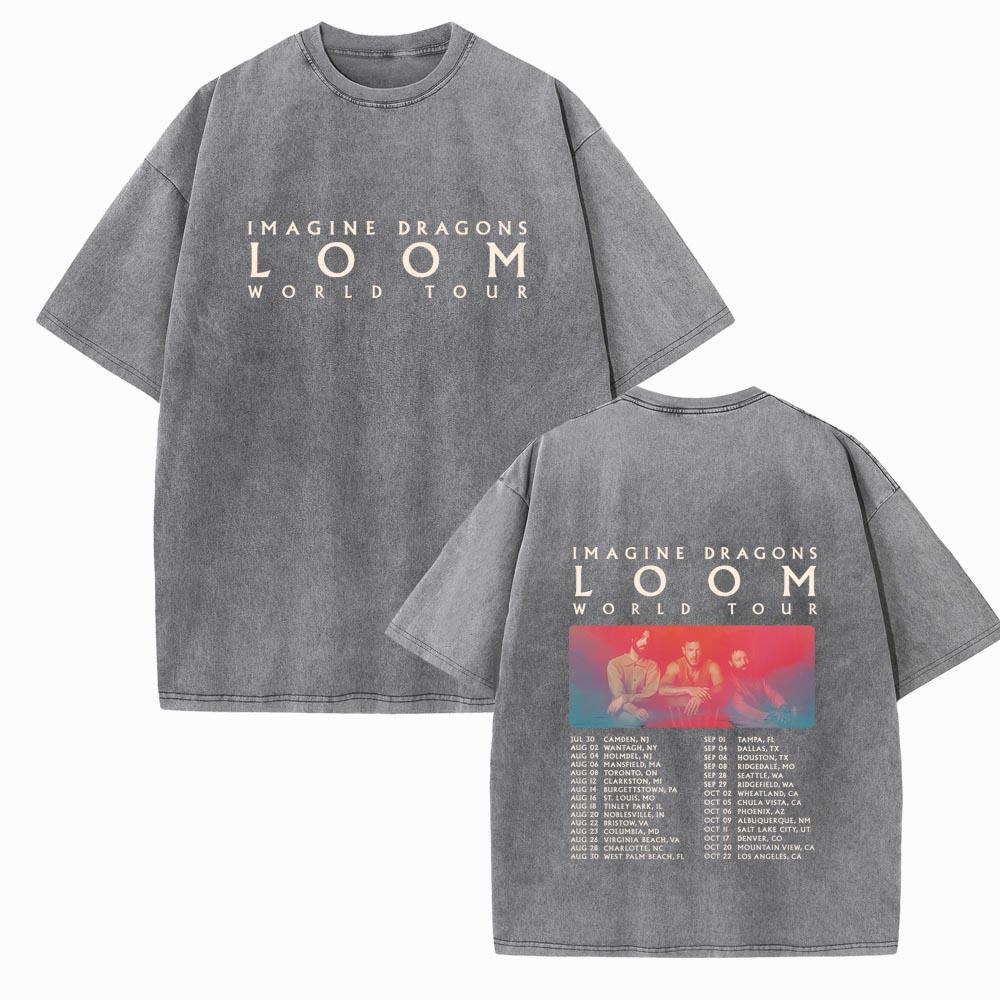 Imagine Dragons Loom World Tour Dárková trička pro hudební fanoušky Vintage Unisex Harajuku O-výstřih Krátký rukáv Bavlněná trička Léto