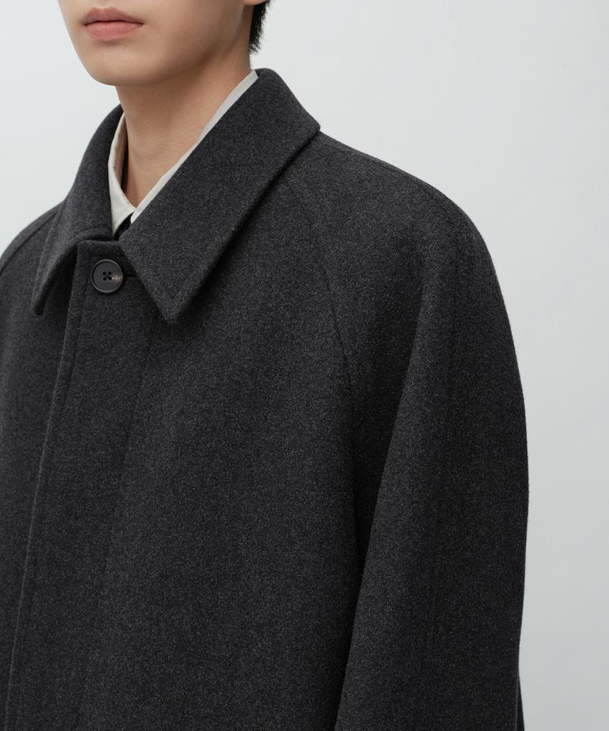 MUSINSA STANDARD Wool Blend Oversized Half Balmacaan Coat [Charcoal Grey]