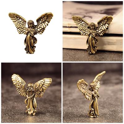 Artistic Brass Angel Ornament Brass Statue Enhancing Decoration for Home Living Room or Workspace