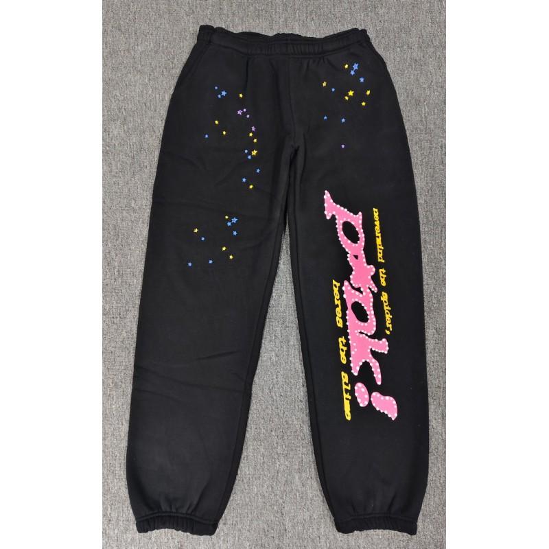 Heavyweight Fleece Lined Sweatpants Men Streetwear Spider Web Print Casual Pants