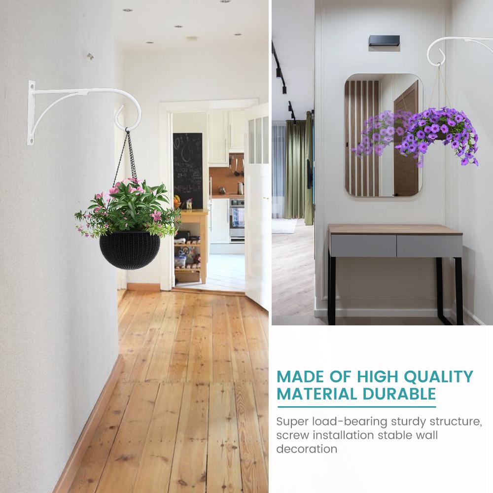 2Pcs Hanging Plant Hook Flower Pots Basket Holder Hanger Iron Art Garden Wall Bracket Pot rack Decorative rack Railing garden