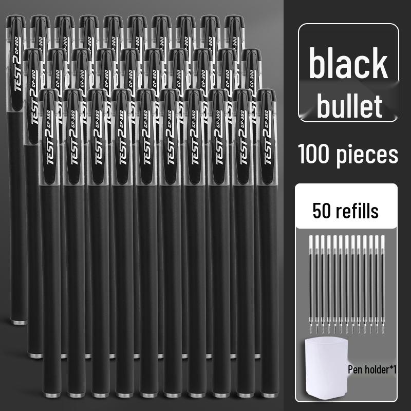 500 Neutral Exam Pens: Student 0.5mm Black Carbon Water-based Sign Pens with Refills