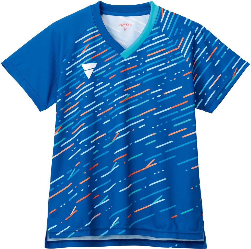 VICTAS Table Tennis Game Shirt Table Tennis Blue Size 512304 Women's V-LGS306, J.T.T.A (Japan Women's Association) Approved, (5000), 4XL,