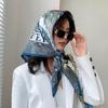 Spring New 91 Square Scarves Women's Elegant Korean Version of Twill Silk, Foreign Style Totem Printing Silk Scarf Decorative Scarf