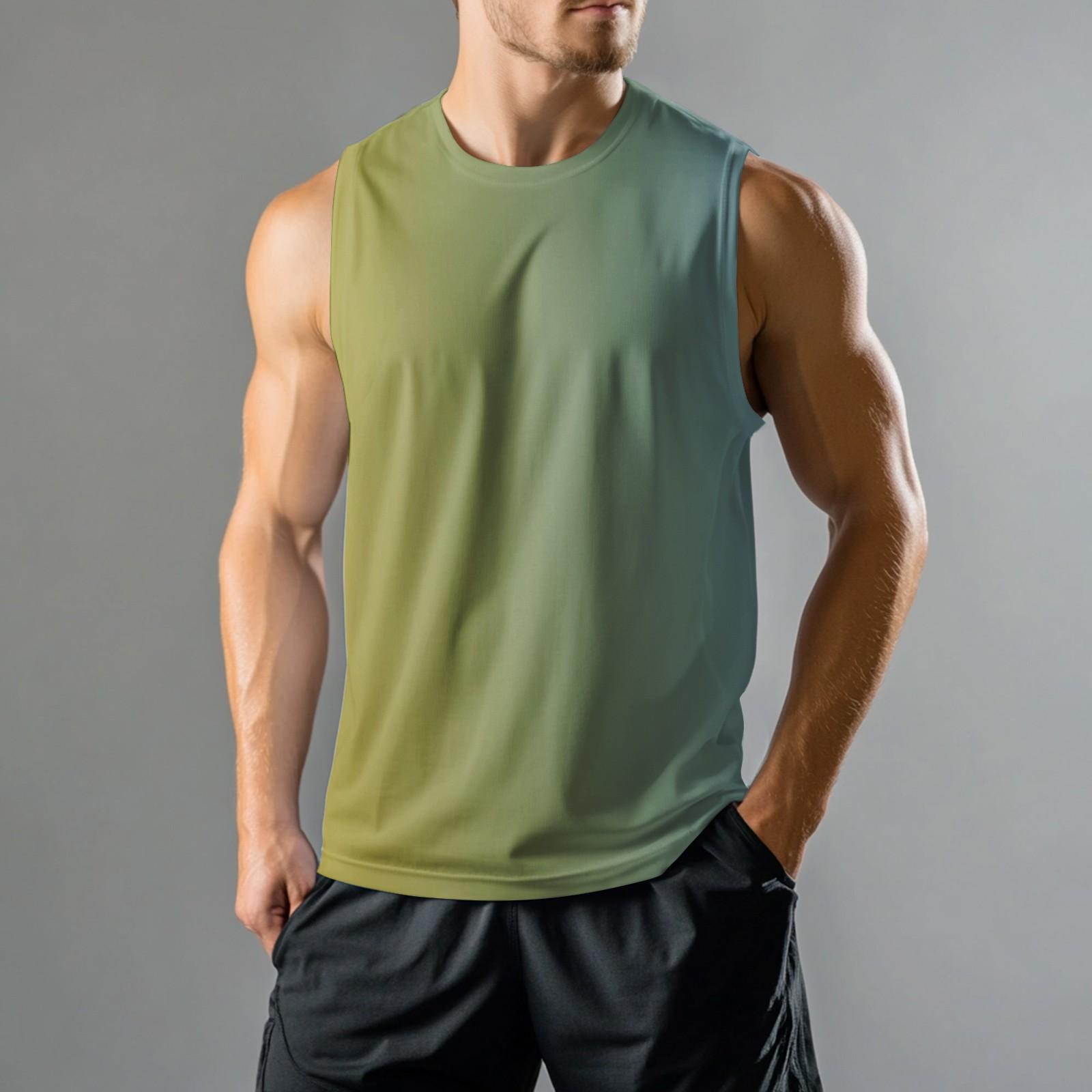 

Мужской спортивный повседневный жилет без рукавов с градиентным принтом XXL зелёный