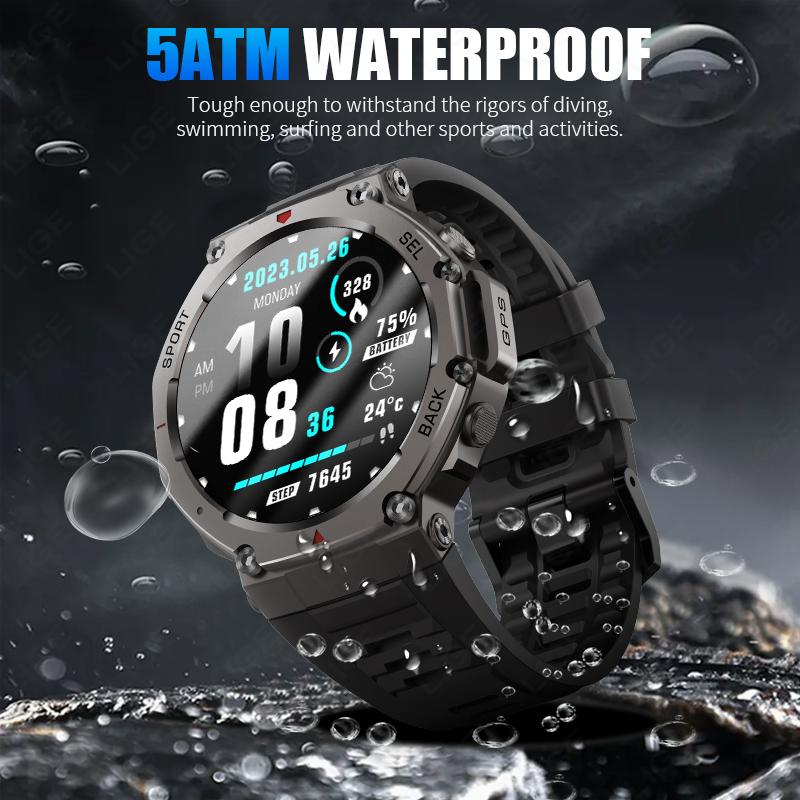 New GPS Smart Watch 5ATM Waterproof 500mAh Battery Built-In Dual-band GNSS Compass Altimeter Barometric Military Smartwatch