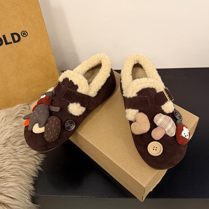 

2025 autumn and winter new outer wear fashion casual style versatile bag head half slippers female lazy one pedal fluffy slippers 40