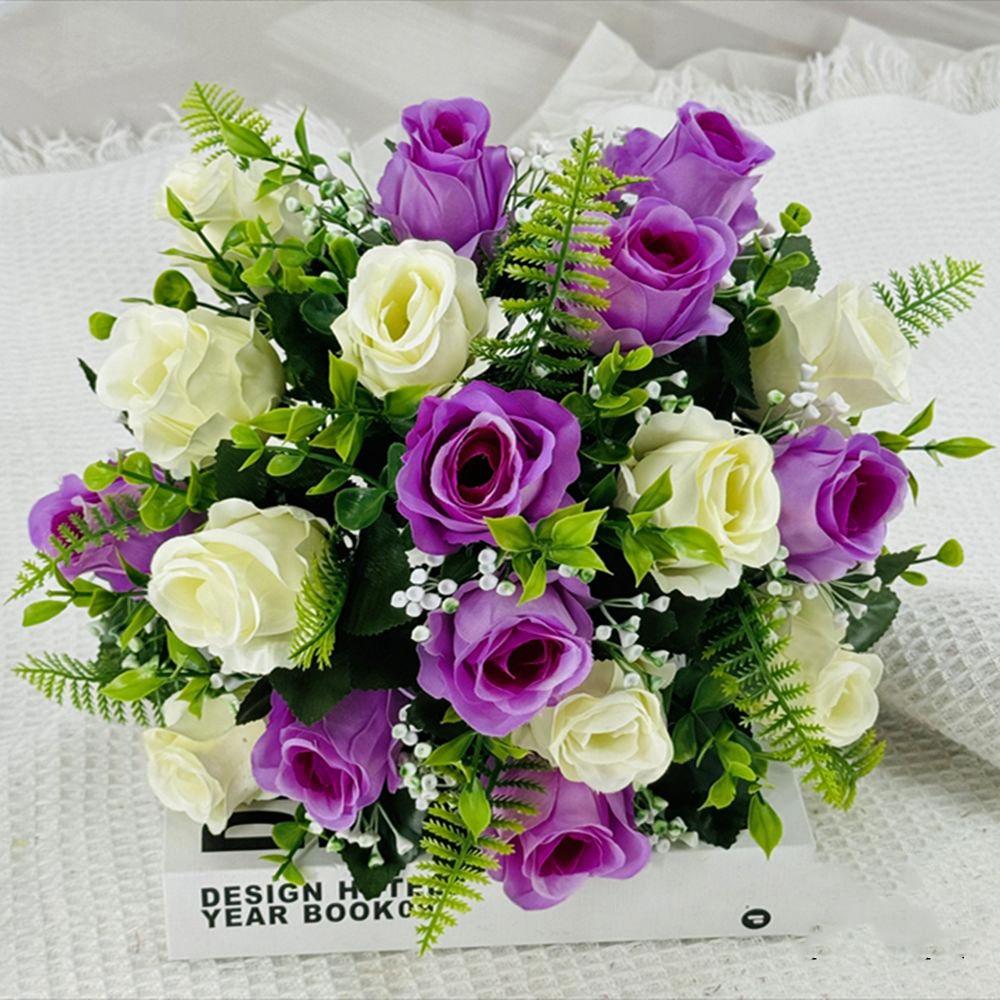 

18 Heads Real Happy Lucky Flower 8 Colors Crystal Grass Bouquet Home Decorative фіолетовий/білий