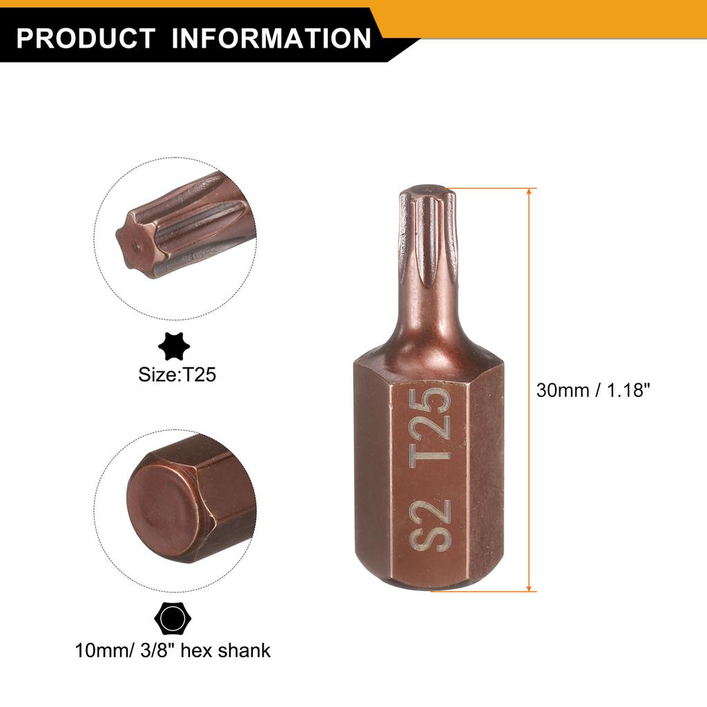 T20 T25 T27 T30 T35 T40 T45 T50 T55 M5 M6 M8 M10 M12 Torx Screwdriver Bit Hex Shank 30mm S2 Steel Security Tamper Proof Head Bit
