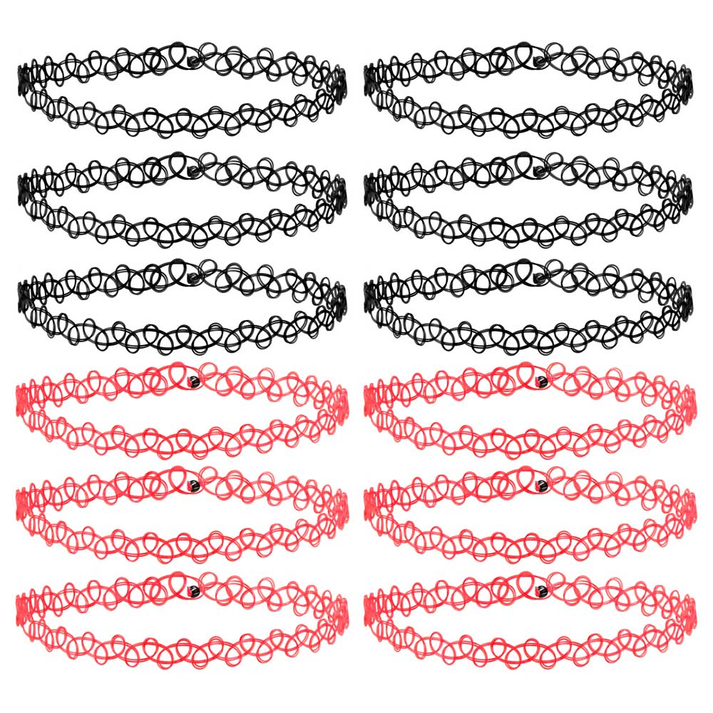 ZS 12ks Vintage Stretch Choker náhrdelník Lady Girl Tattoo Choker náhrdelník Punk Retro gotické elastické náhrdelníky pro ženy