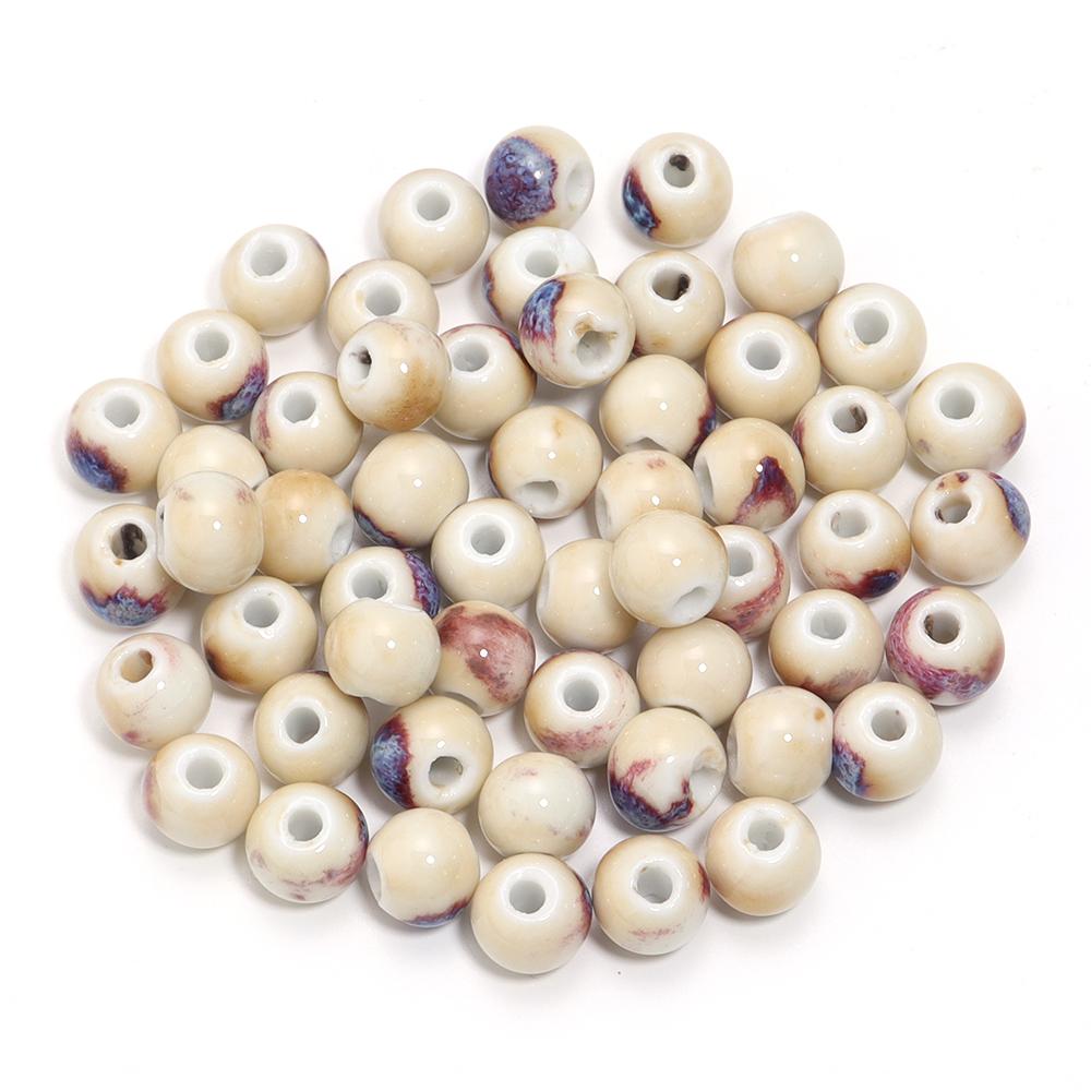 10 шт. 10 мм Круглые Керамические Бусины Разноцветные Фарфоровые Бусины Россыпью Разделители Для Изготовления Украшений Браслеты Ожерелья Аксессуары белый