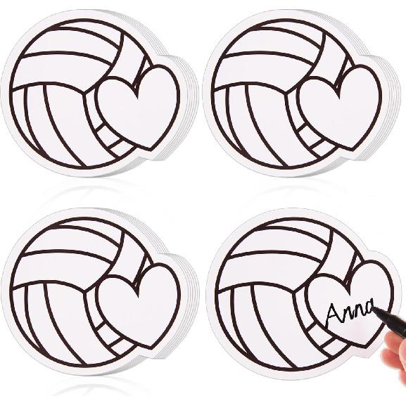 FOBSME 60 Pcs Volleyball Cutouts 4.49x3.94 Inch Volleyball Heart Cutout Waterproof Volleyballs Bulletin Board Cutouts Paper Volleyballs Die Cuts for