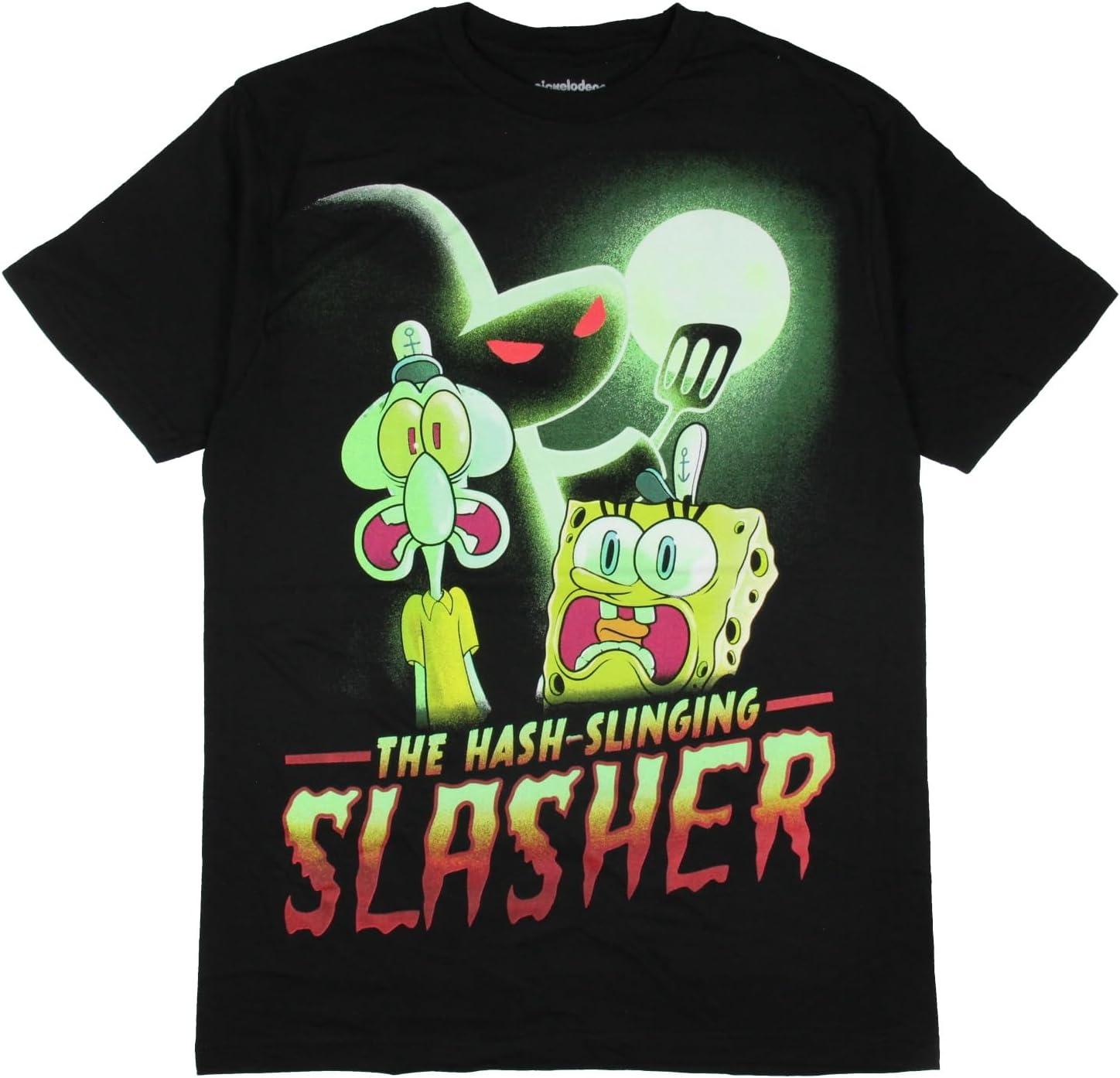 

Nickelodeon Spongebob Squarepants Men s Hash Slinging Slasher Shirt Adult Graphic Print Short Sleeve Tee S чорний