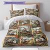 Retro Oil Painting Animals Pattern Bedding,Quilt Set Quilt Cover Pillowcase Home Birthday Gift (1 * Duvet Cover + 2 * Pillowcase, Without Core)