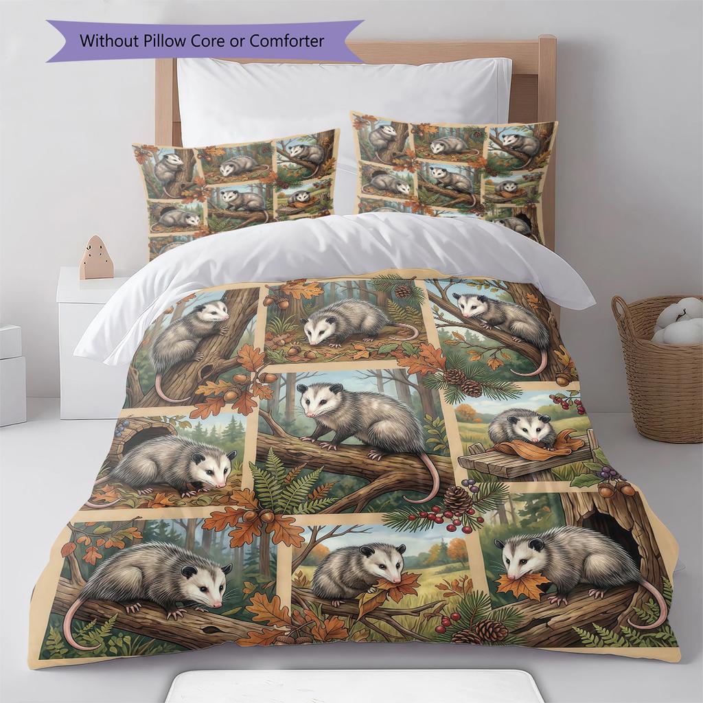 Retro Oil Painting Animals Pattern Bedding,Quilt Set Quilt Cover Pillowcase Home Birthday Gift (1 * Duvet Cover + 2 * Pillowcase, Without Core)