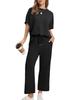 2026 Summer Women's Solid Color Casual T-shirt & Wide-leg Pants Set