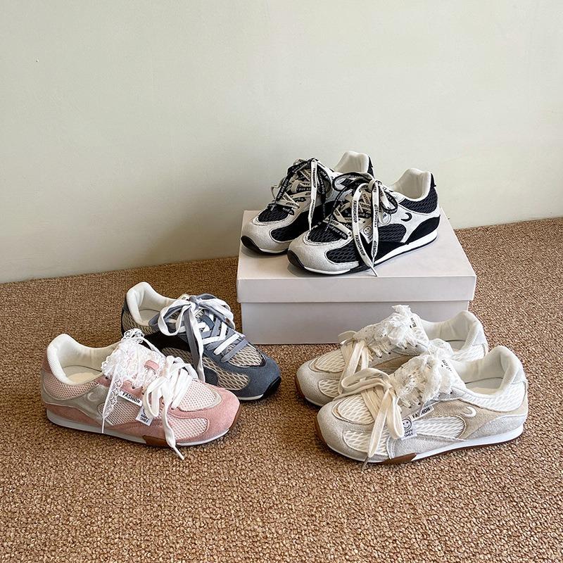 Leather version~ Retro fishing net women's summer models mesh breathable thick-soled versatile casual sports shoes tide