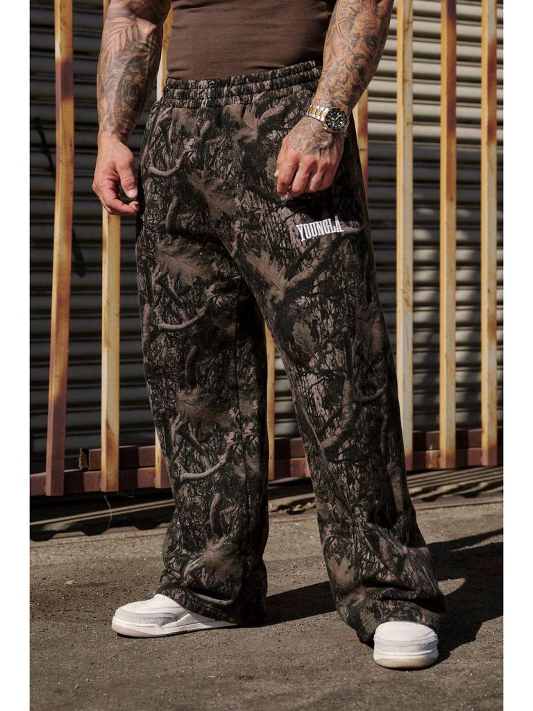 Men's Camouflage Wide-Leg Athletic Pants: Trendy Printed, Loose-Fit Casual and Running Style