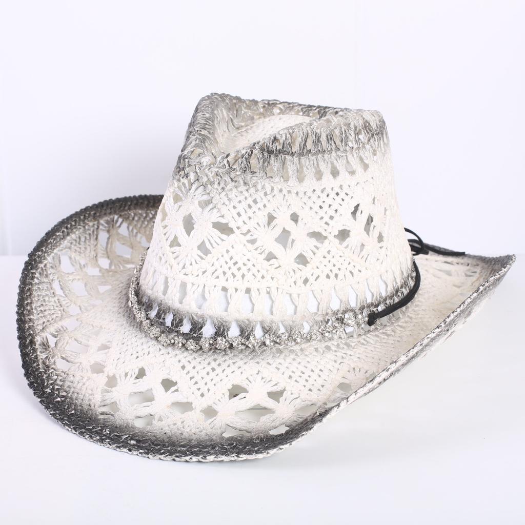Beliebter europäischer und amerikanischer klassischer hohler westlicher Cowboyhut Herren- und Damen-Mode Urlaubs-atmungsaktiver Sonnenschutz-Strohhut