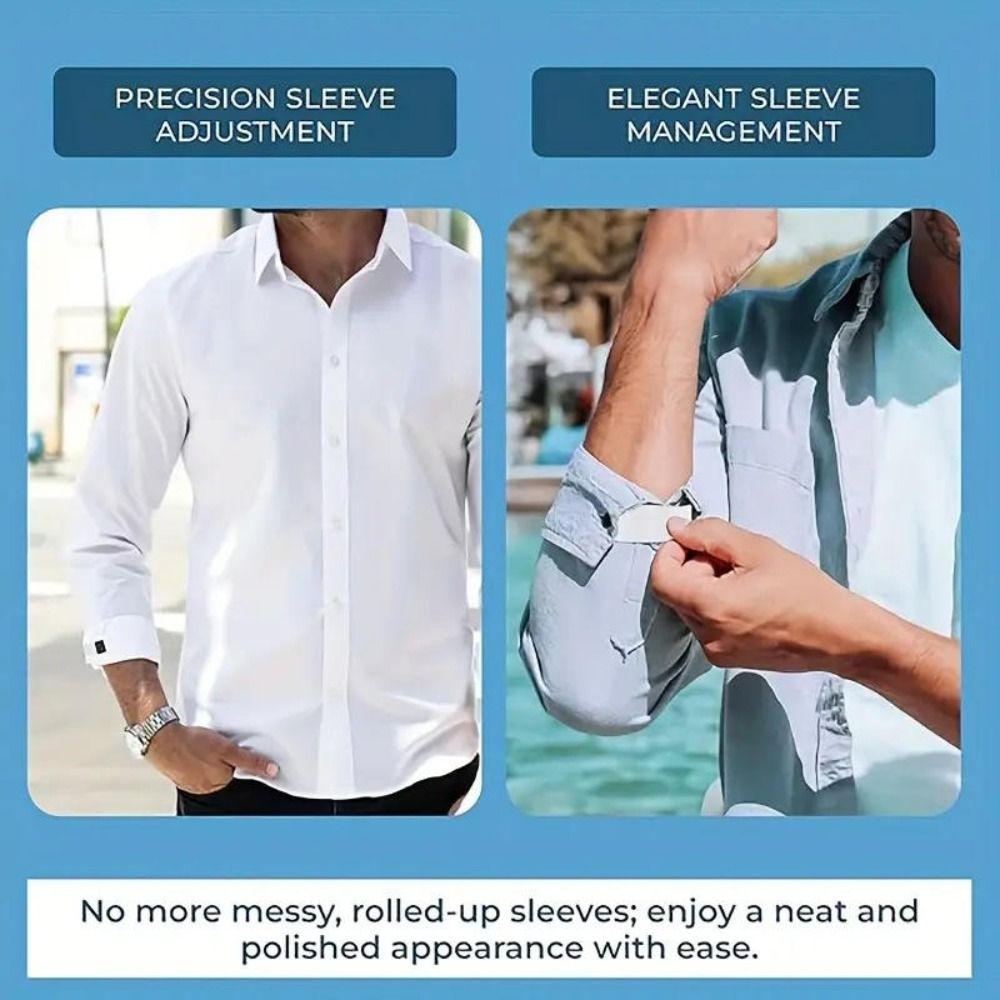 2Pcs Elastic Women Men Shirt Cuff Holders Adjustable Arm Cuffs Bands Extension Button  Accessories