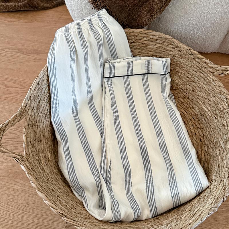 Women's Cotton Cartoon Striped Pajama Set: Long Sleeve & Pants for Spring/Autumn, Wearable Indoors/Outdoors