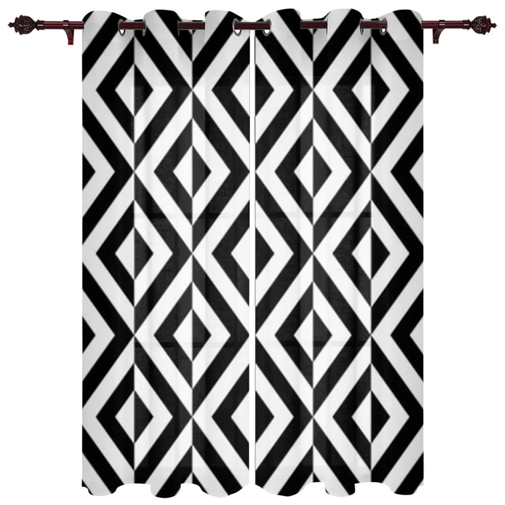 Abstraktní geometrický černobílý okenní závěs pro dětský pokoj, domácí žaluzie, závěsy do obývacího pokoje, ložnice, okenní závěsy