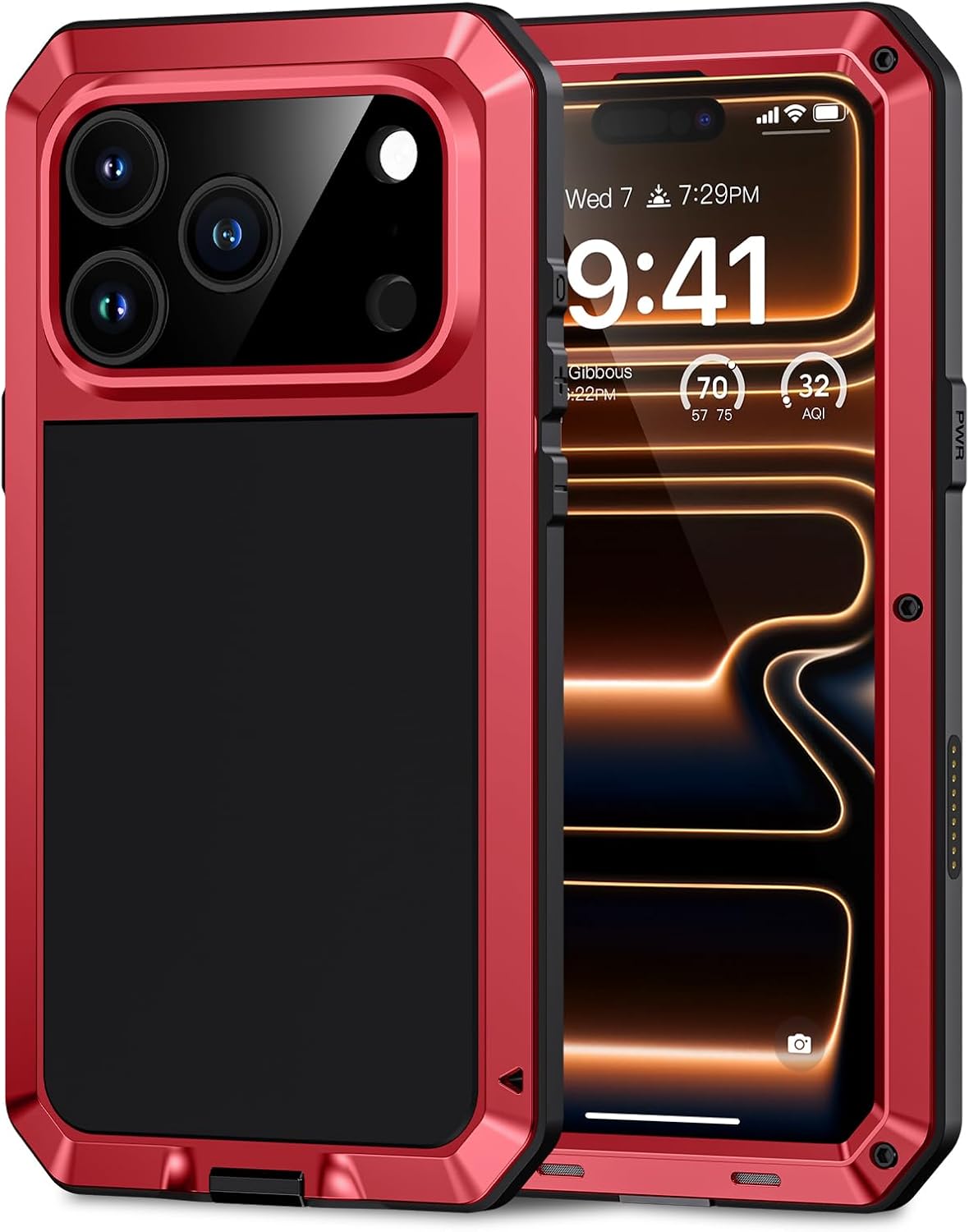 

для Air 17 Pro Max 17 Pro 17 Металлический чехол, Прочный ударопрочный прочный чехол со встроенной защитной пленкой для экрана iPhone17 красный