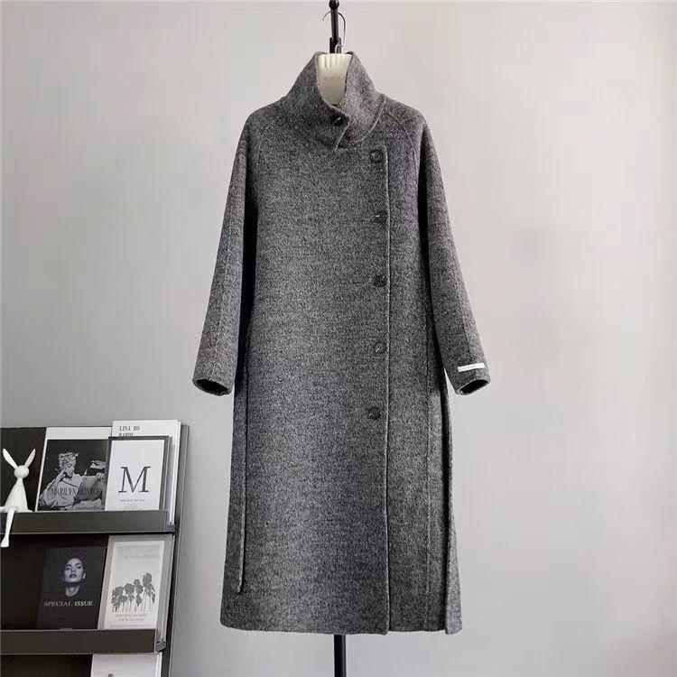 2025 Autumn/Winter Hepburn Style Women s Stand Collar Double-Sided Mid-Length Wool Coat S (90-125 lbs)