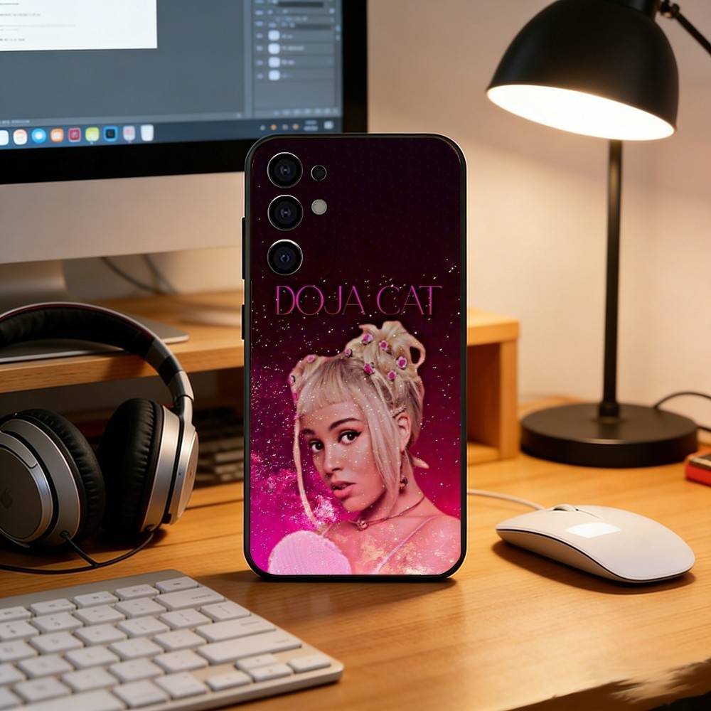 D-DOJA Cat Phone Case Black Silicone Soft For Samsung S25,S24,S21,S22,S23,S30,Ultra,S20,Plus,Fe,Lite