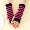 Color blocked Thin Strip Gloves for Women Autumn and Winter Knitted Wool Sleeves  Warm and Cold Proof Fashionable Fingerless Arm Sleeves